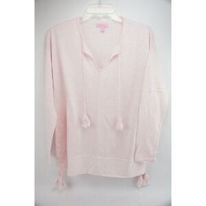 Lilly Pulitzer Colleen Pink Tassel V Neck Sweater Pullover Women's Size M Cotton
